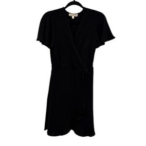 Classic Black Faux Wrap Dress